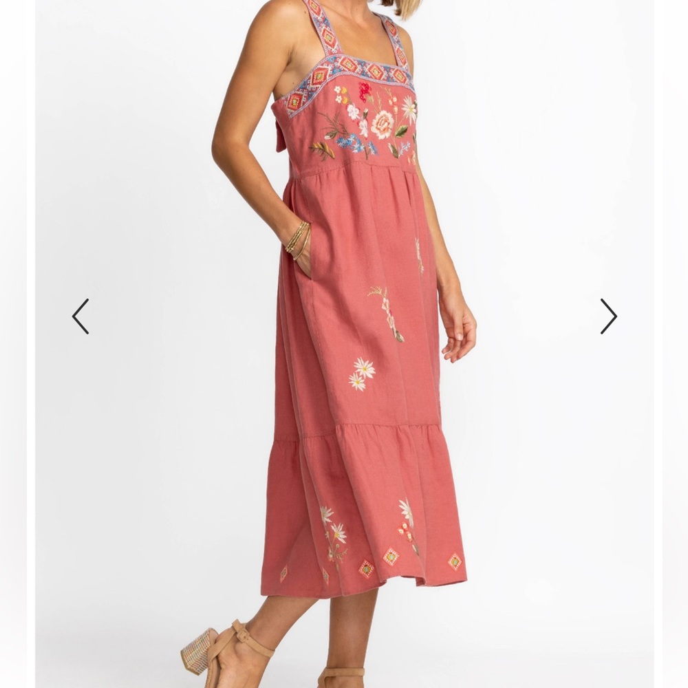 Johnny Was Embroidered Catalina Square Neck Tank Dress